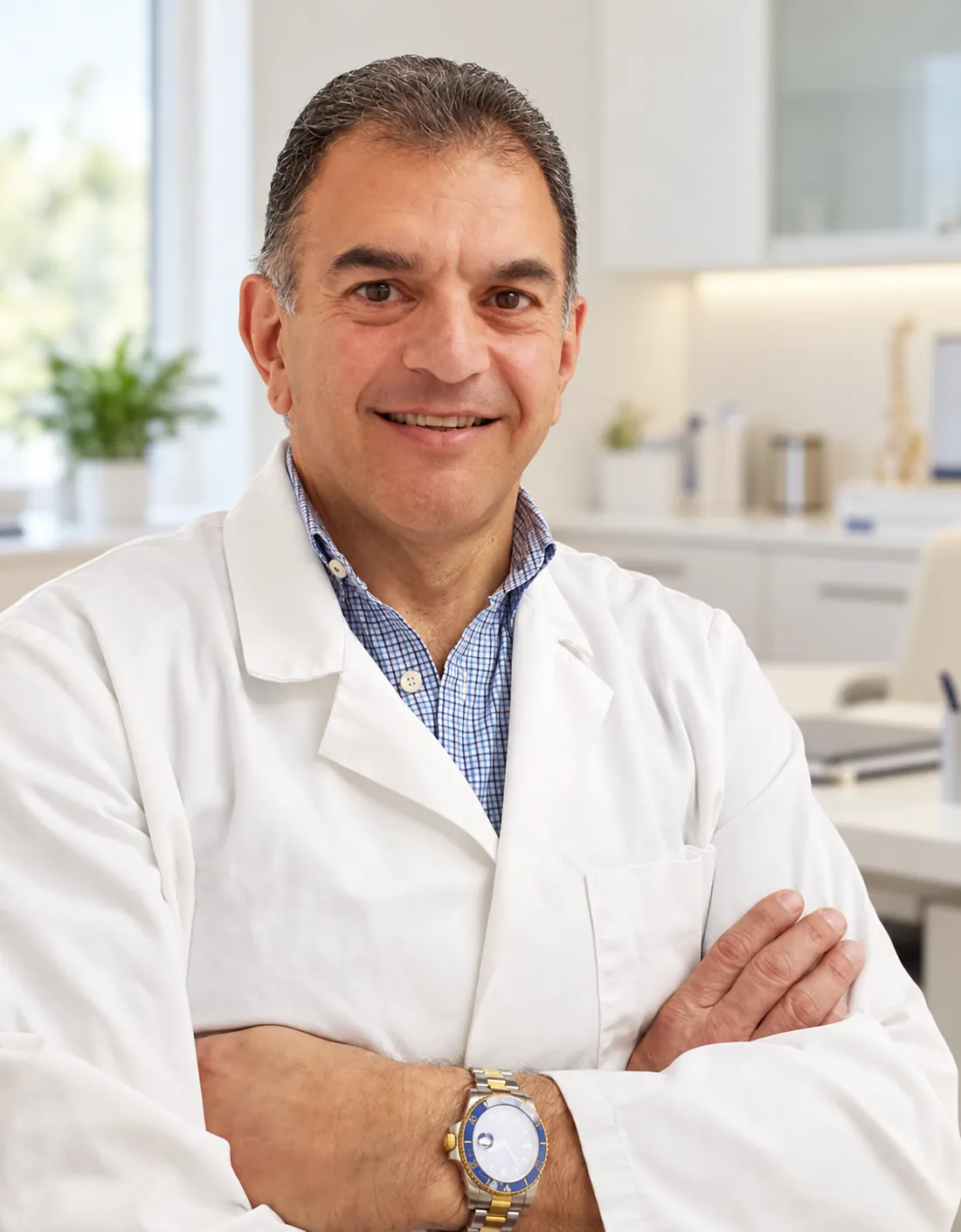 Retrato del Dr. Jorge Cato Contreras con bata blanca